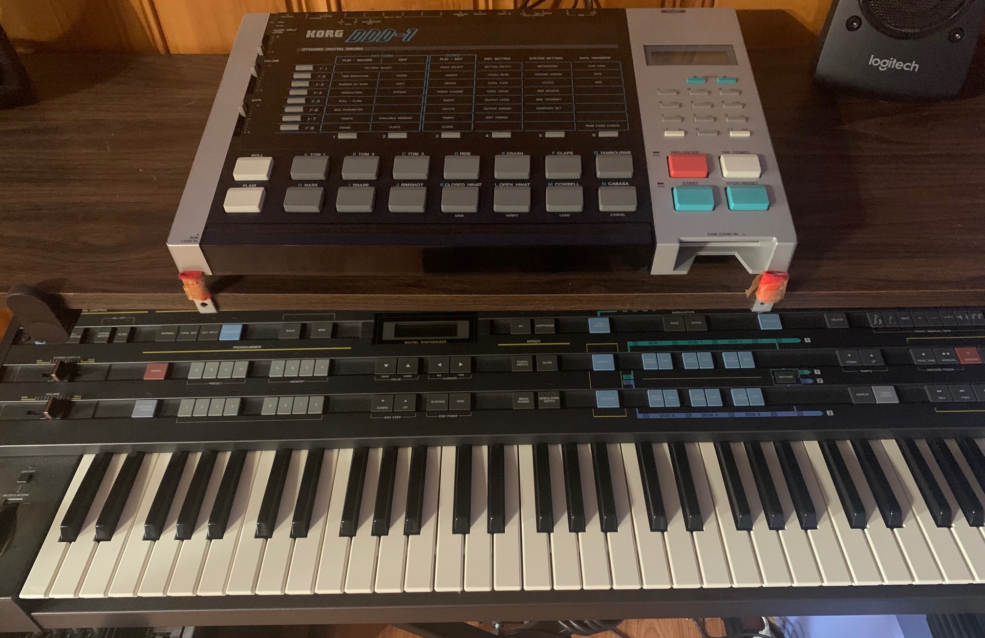 Drum machine and keyboard