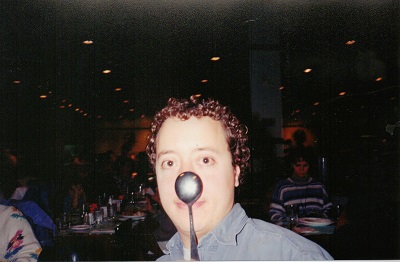 Mark Lanthier balancing a spoon on his nose