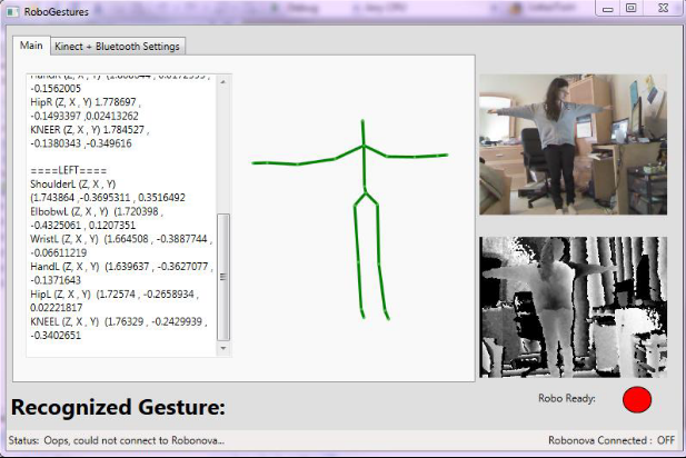 Snapshot of interface that uses human movements to control a humanoid