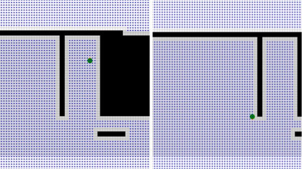Simulation of many small cube-shaped robots reconstructing a 3D environment