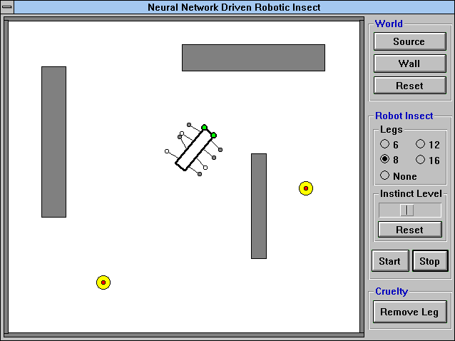 Neural network driven walking robot insect