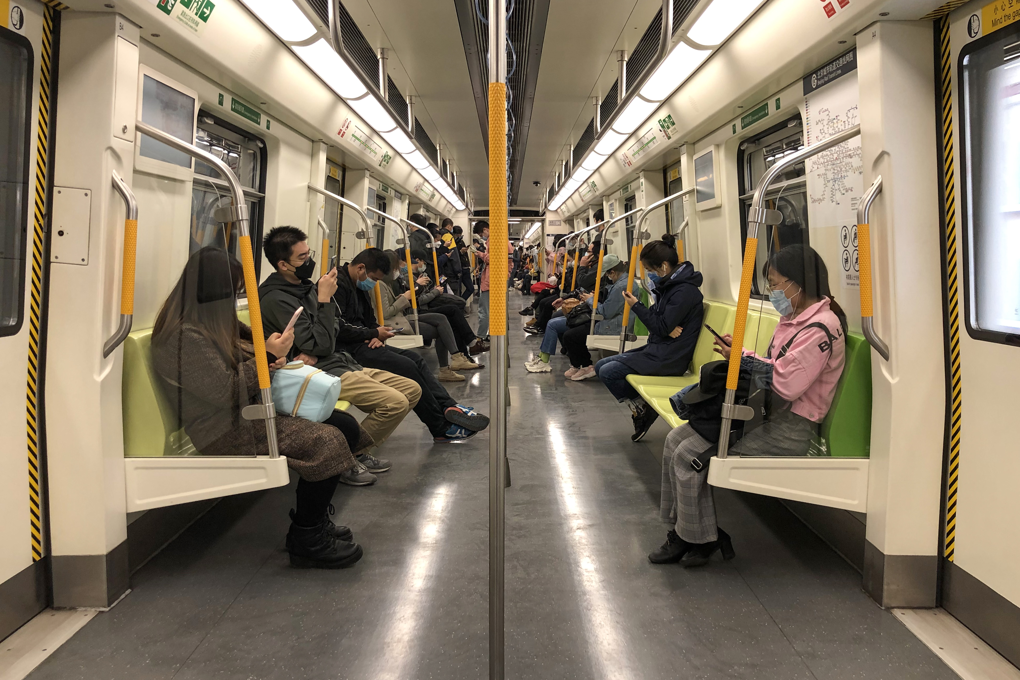Passengers on a train during the COVID-19 pandemic